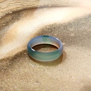 Natural Green and Blue Agate Band Ring | Size 7.25